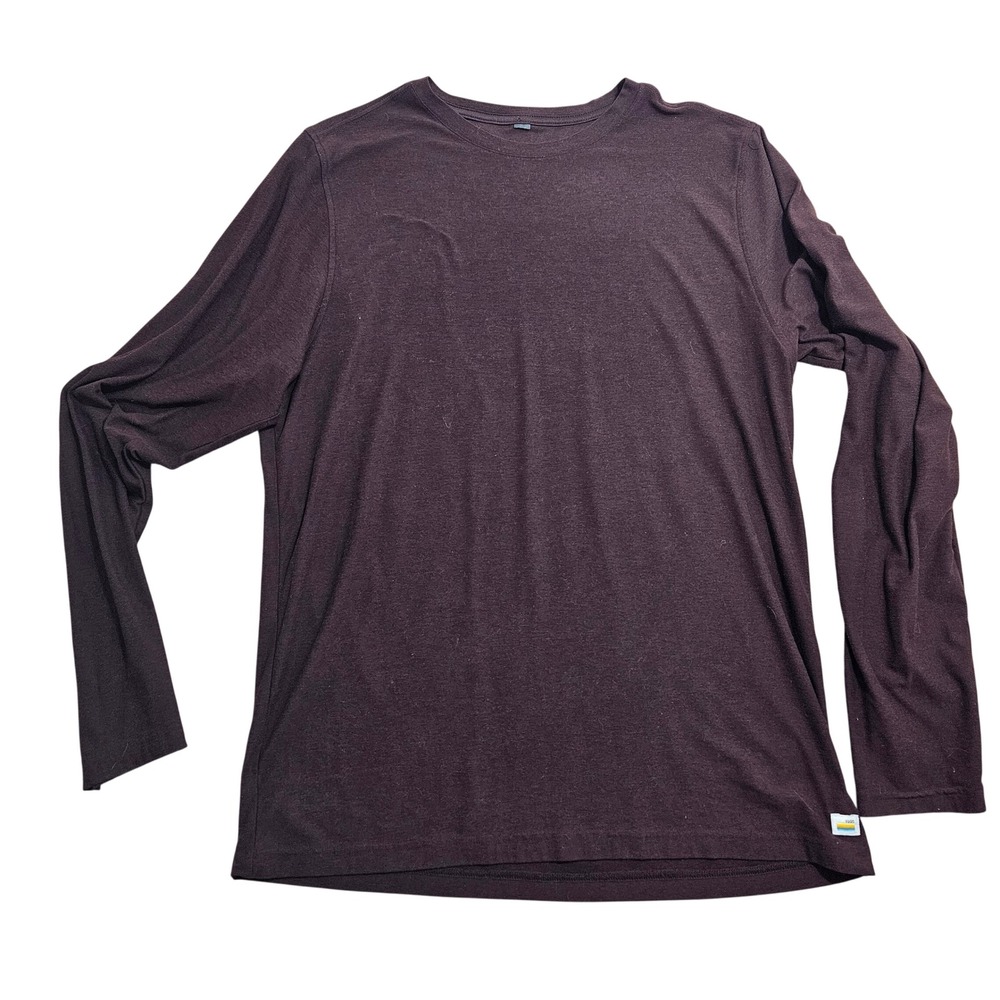 Vuori Long Sleeve T-Shirt Burgundy Heather Performance Crew Neck Active Top